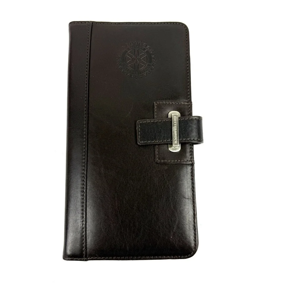 Cutter &‎ Buck Passport Holder Wallet Dark Brown Leather Bifold Rotary Int'l New